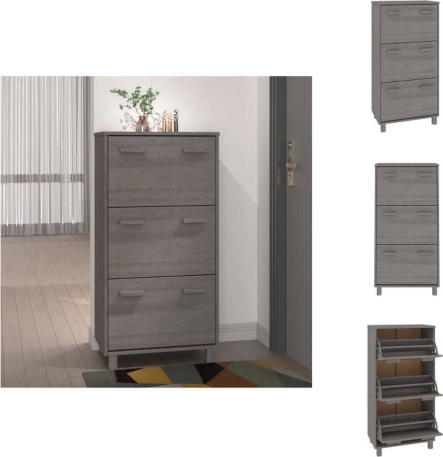 VidaXL HAMAR Schoenenkast 59.5 x 35 x 117 cm Massief grenenhout Schoenenkast