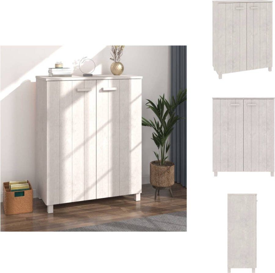 VidaXL HAMAR Schoenenkast Massief grenenhout Wit 85 x 40 x 108 cm Rommelvrij ontwerp Schoenenkast
