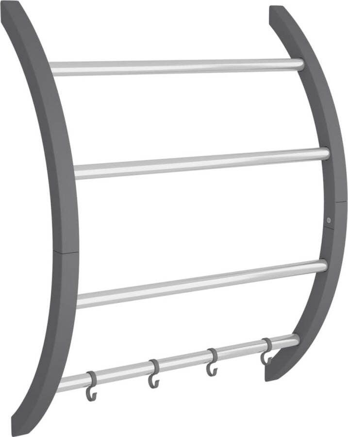 VidaXL -Handdoekenrek-met-haken-56x16x72-cm-aluminium-zilverkleurig