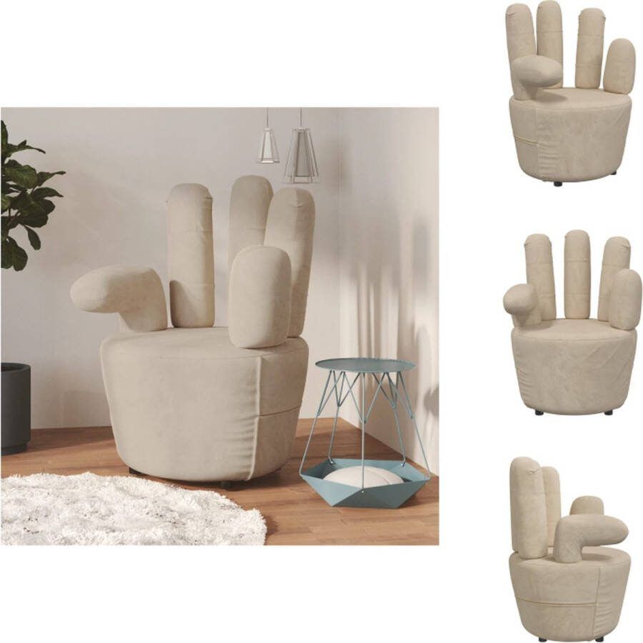 VidaXL Handvormige stoel 73.5x73.5x95cm Lichtgrijs fluweel Fauteuil