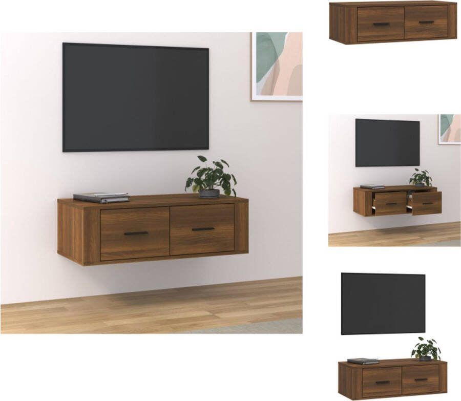 VidaXL Hangend TV-meubel 80 x 36 x 25 cm Bruineiken Duurzaam ruimtebesparend Kast
