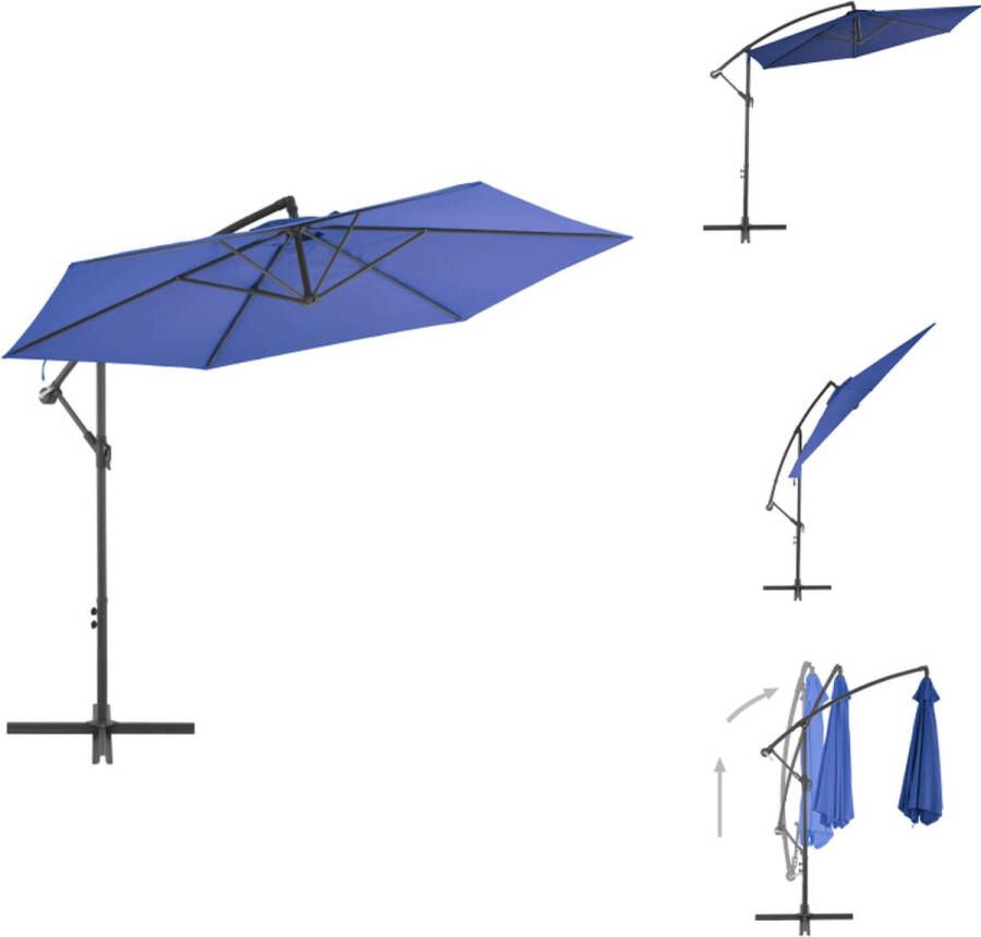 VidaXL Hangende Parasol Blauw 300 x 244 cm UV-beschermend Zwenkbaar Parasol