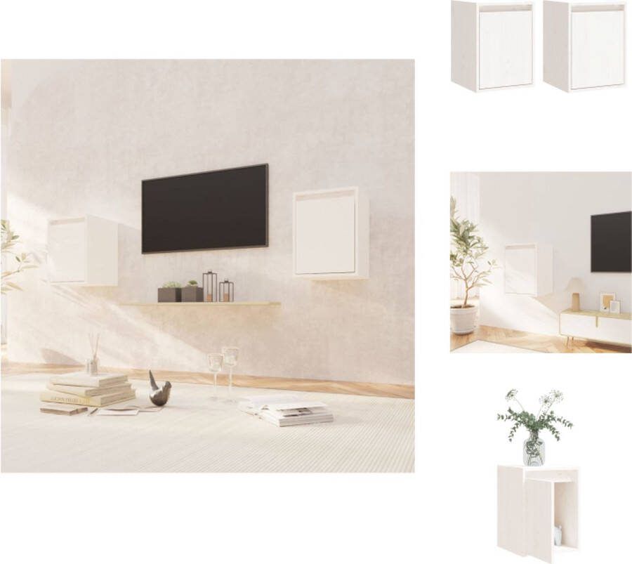 VidaXL Hangende Wandkast Massief Grenenhout 30 x 30 x 40 cm Set van 2 Wandsteun