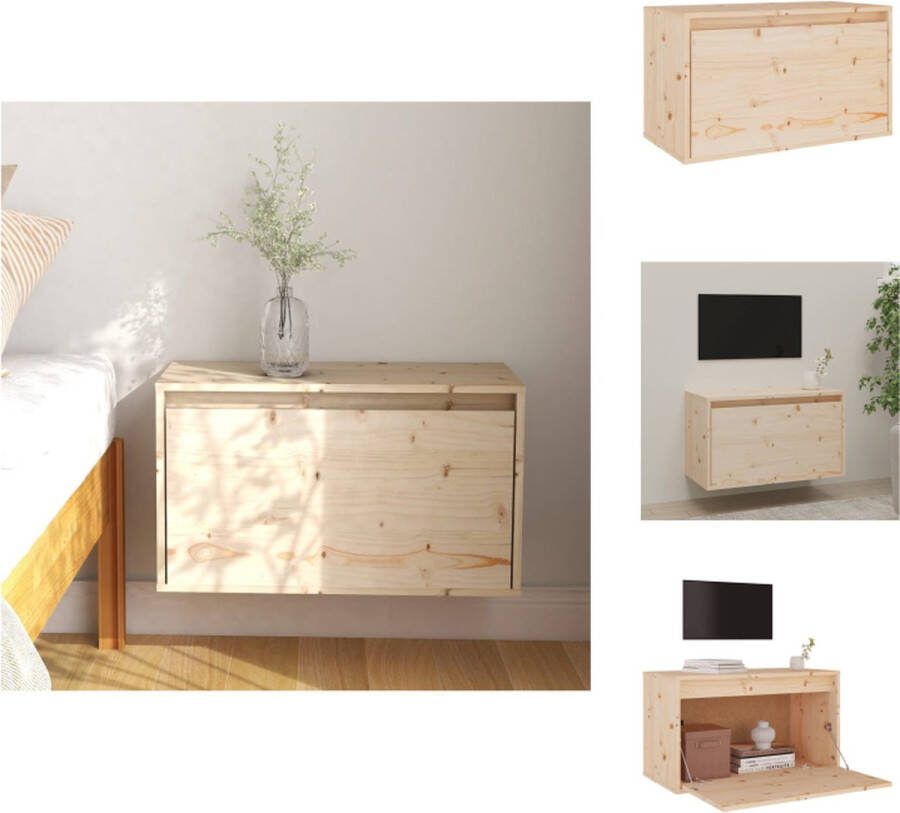 VidaXL Hangende Wandkast Massief Grenenhout 60 x 30 x 35 cm Decoratief en Praktisch Wandsteun