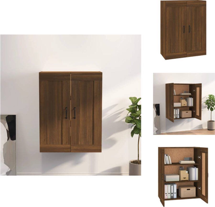 VidaXL Hangkast Klassiek Opbergkast 3 Vakken Stijlvol Hout Bruineiken 69.5 x 32.5 x 90 cm Keukenkast