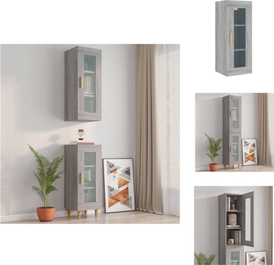 VidaXL Hangkast Sonoma Eiken 34.5 x 34 x 90 cm Opbergkast met 3 vakken Keukenkast
