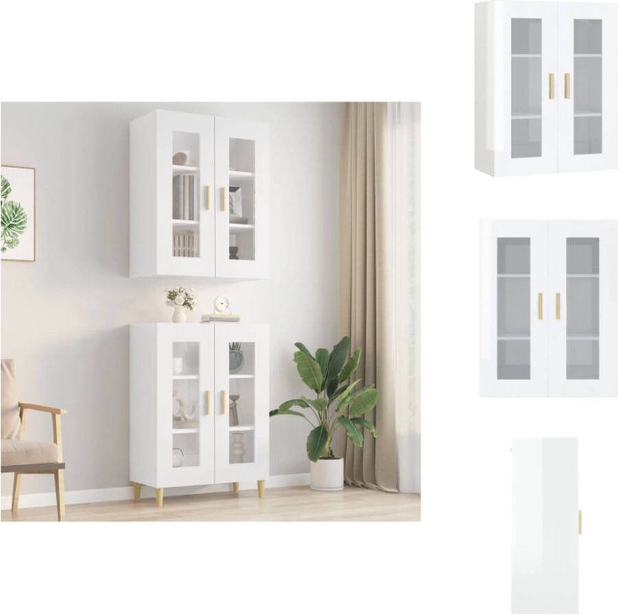 VidaXL Hangkast Wandgemonteerde Decoratieve Opbergkast 69.5 x 34 x 90 cm Hoogglans Wit Keukenkast