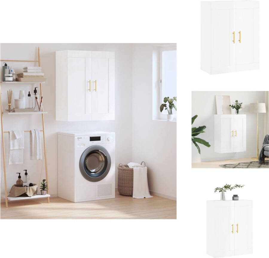 VidaXL Hangkast Wandgemonteerde opbergkast 69.5 x 34 x 90 cm Hoogglans wit Keukenkast