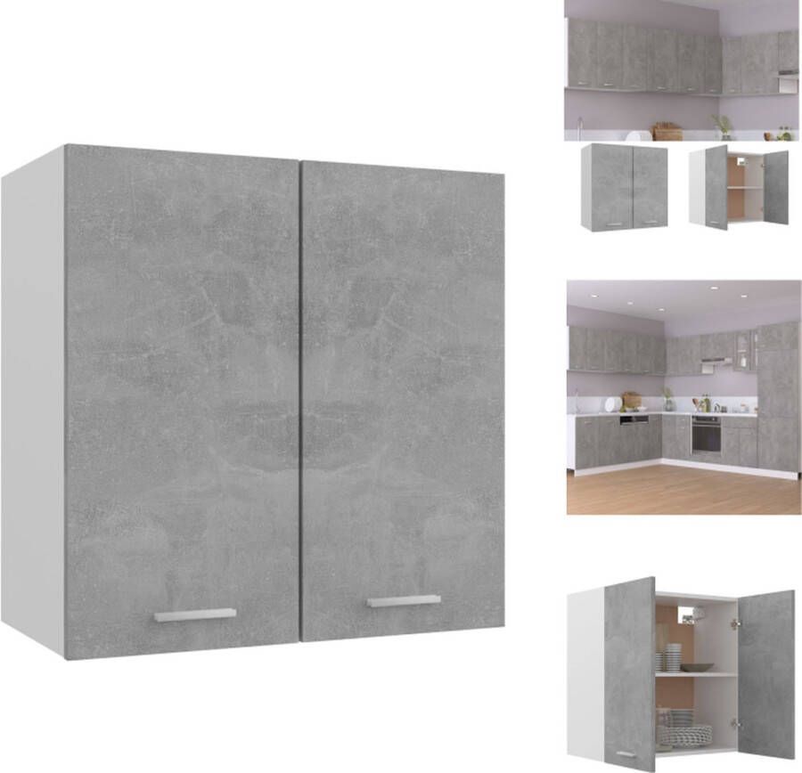 VidaXL Hangkastje Betongrijs 60 x 31 x 60 cm 2 Schappen Keukenkast