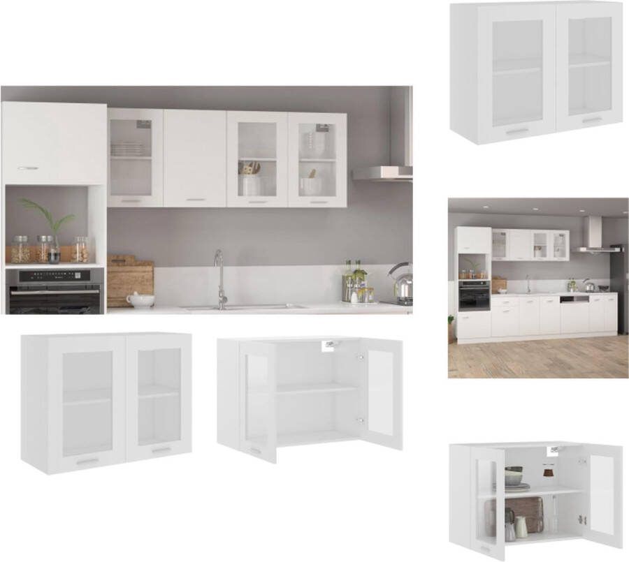 VidaXL Hangkastje Opbergkast 80 x 31 x 60 cm Wit Spaanplaat en Glas Keukenkast