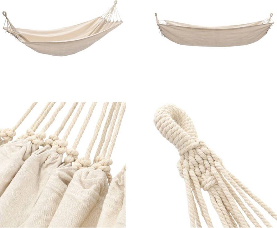 VidaXL Hangmat 260x150 cm crèmekleurig Hangmat Hangmatten Ligmat Ligmatten
