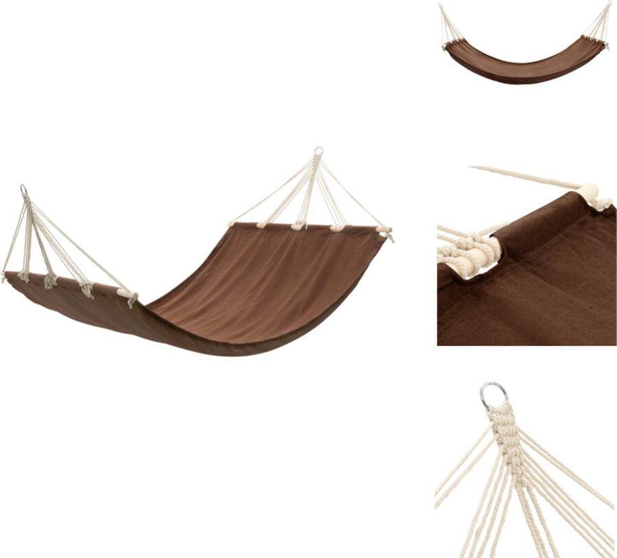 VidaXL Hangmat Bruin Katoen Polyester 210x150 cm 120-150 kg Hangmat
