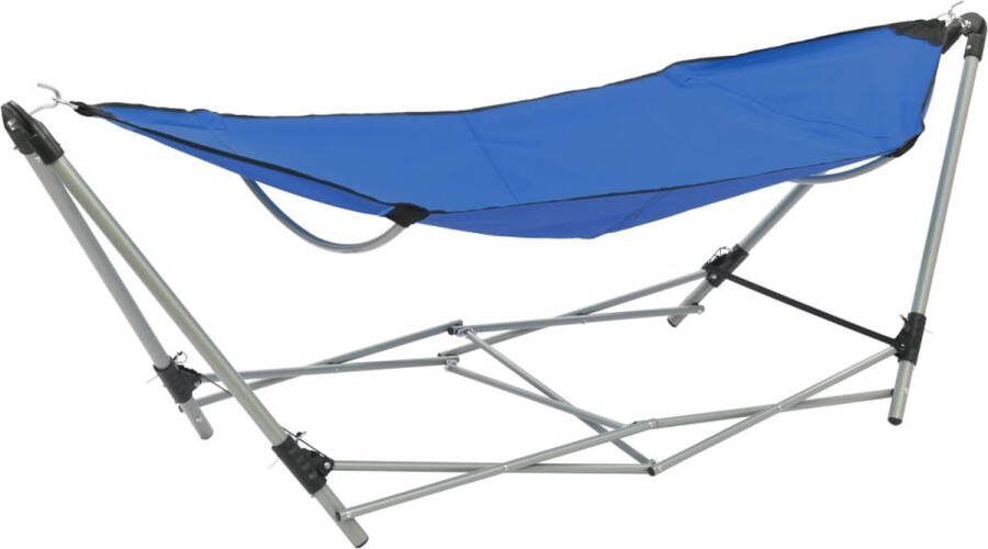 VidaXL -Hangmat-met-inklapbare-standaard-blauw