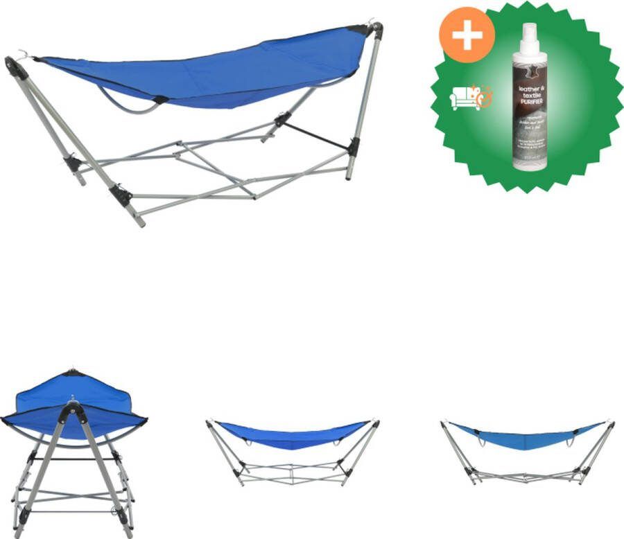 VidaXL Hangmat met inklapbare standaard blauw Hangmat Inclusief Reiniger