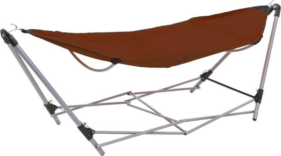 VidaXL -Hangmat-met-inklapbare-standaard-bruin