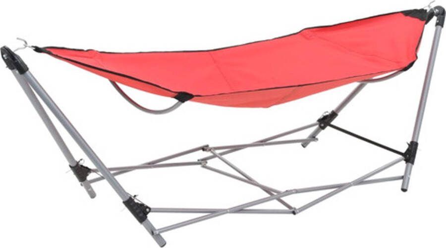 VidaXL -Hangmat-met-inklapbare-standaard-rood