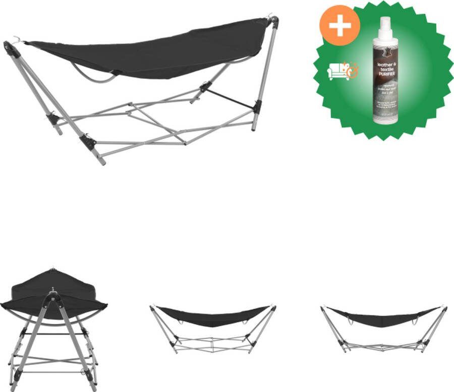 VidaXL Hangmat met inklapbare standaard zwart Hangmat Inclusief Reiniger
