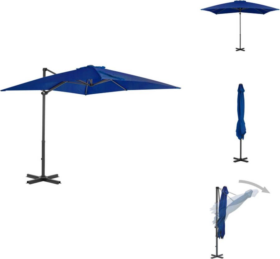 VidaXL Hangparasol Hangende parasol 250 x 250 x 230 cm Azuurblauw Parasol