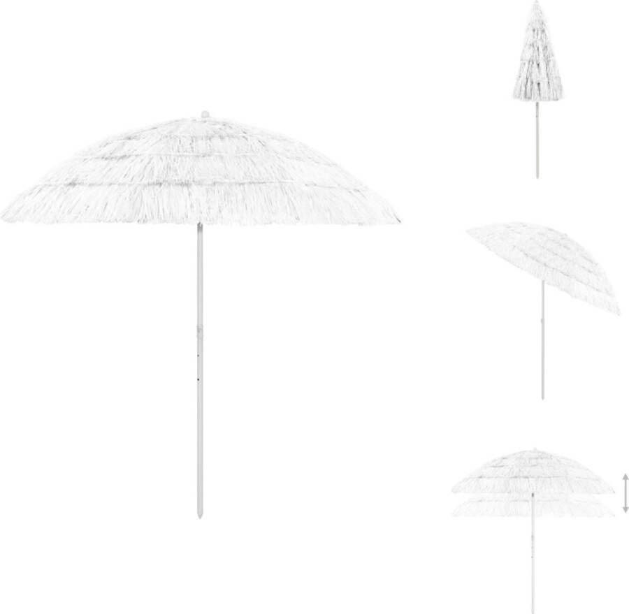 VidaXL Hawaï Parasol 240 cm UV-beschermend polyester Verstelbaar Wit Parasol