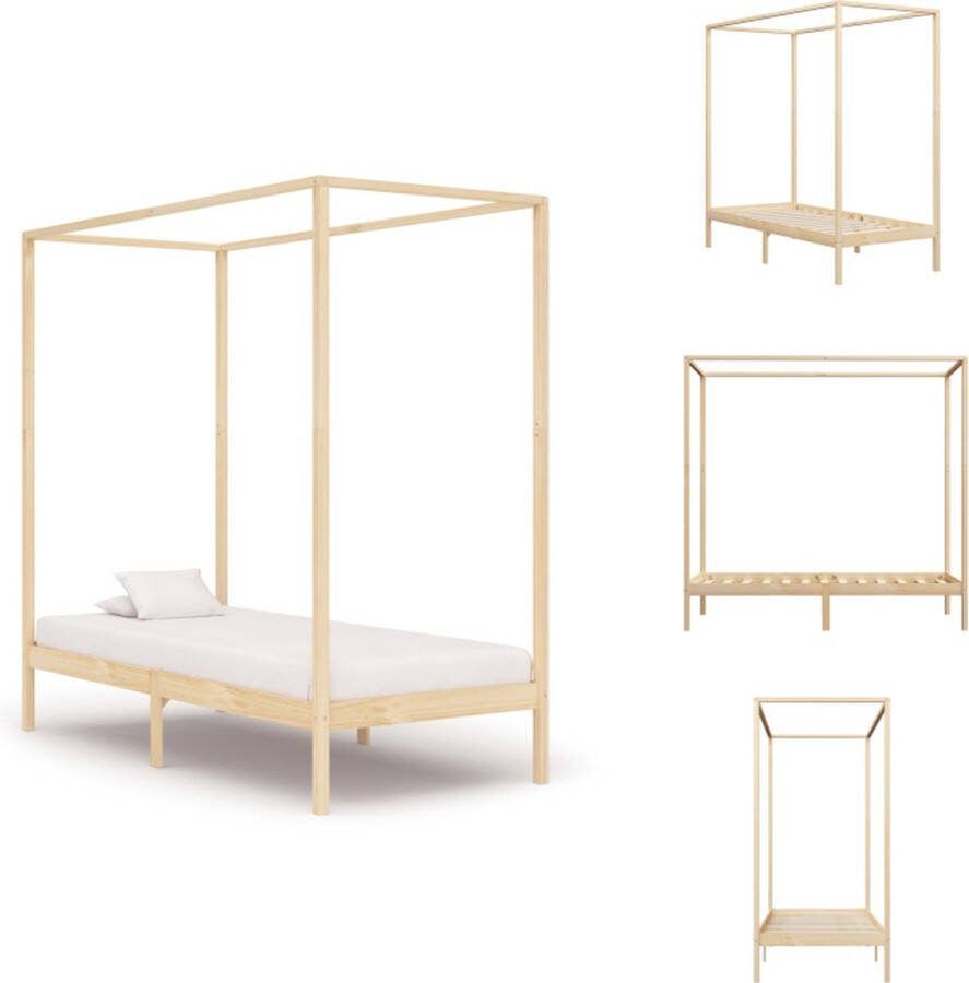 VidaXL Hemelbedframe Massief grenenhout 204x94x200 cm 90x200 cm Elegant en stevig Bed