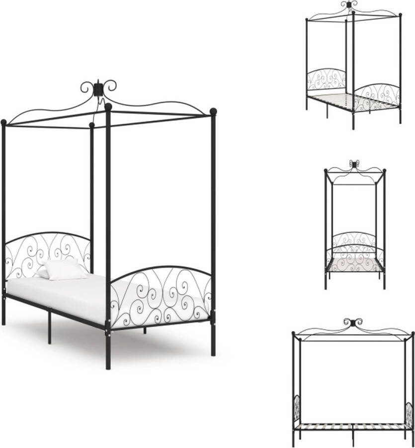 VidaXL Hemelbedframe Metaal 211x99x227 cm Zwart Bed
