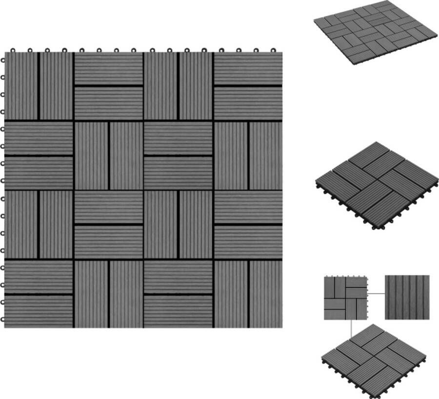 VidaXL HKC Terrastegel Grijs 30 x 30 cm Waterbestendig Vloer