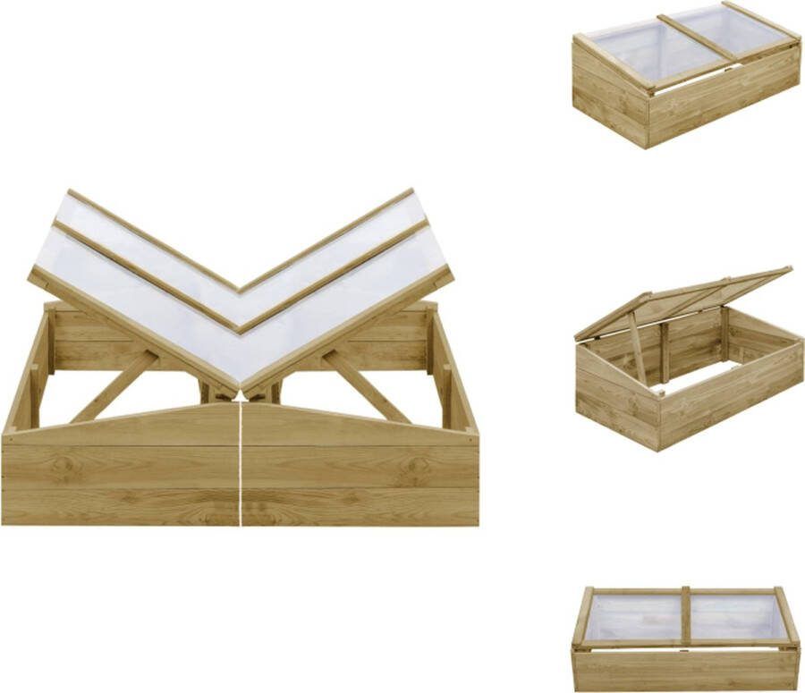 VidaXL Hobbytuin Houten Kweekkassen 100 x 50 x 25 35 cm Naturel Geïmpregneerd grenenhout Met overkapping Kas