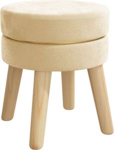 VidaXL Hocker Rond Fluweel Abrikooskleurig