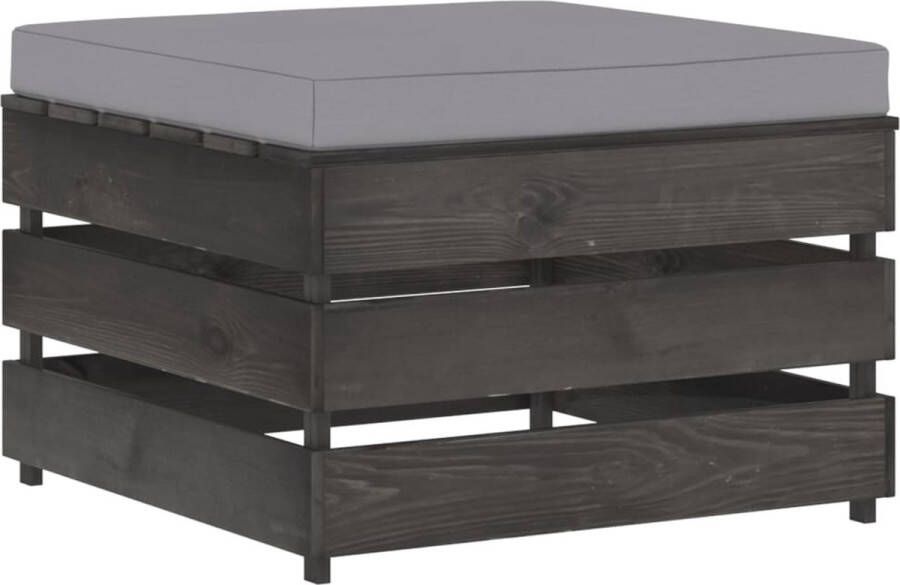 VidaXL -Hocker-sectioneel-met-kussen-grijs-geïmpregneerd-hout