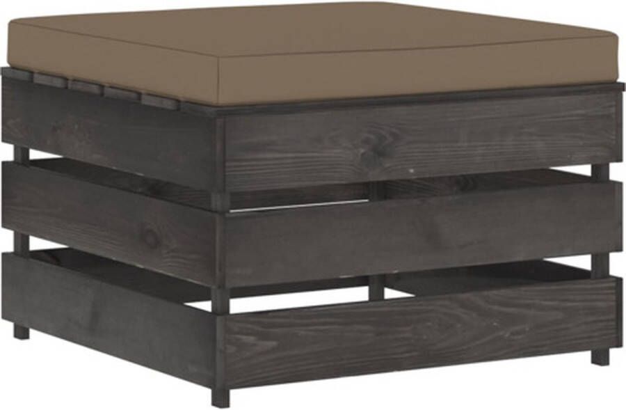 VidaXL -Hocker-sectioneel-met-kussen-grijs-geïmpregneerd-hout