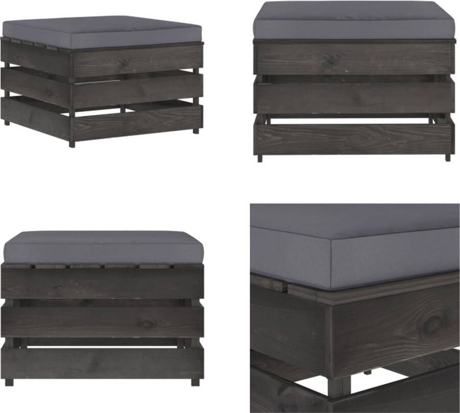VidaXL Hocker sectioneel met kussen grijs geïmpregneerd hout Hocker Hockers Poef Poefs