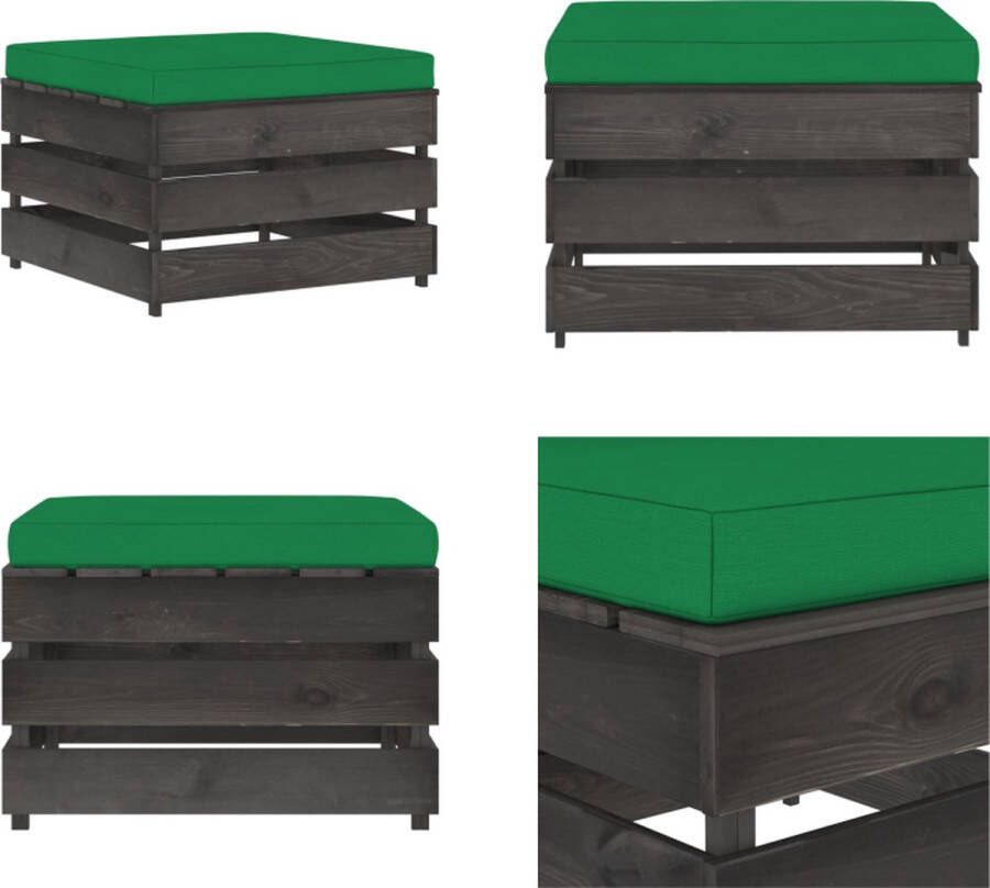 VidaXL Hocker sectioneel met kussen grijs geïmpregneerd hout Hocker Hockers Poef Poefs