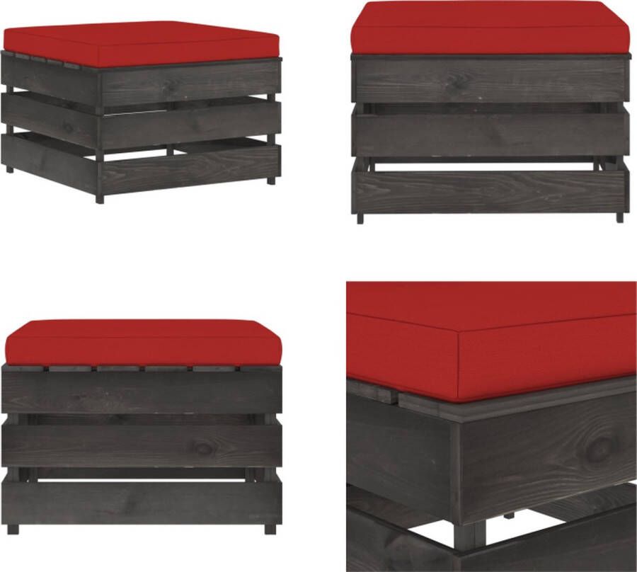 VidaXL Hocker sectioneel met kussen grijs geïmpregneerd hout Hocker Hockers Poef Poefs