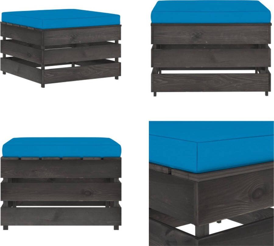 VidaXL Hocker sectioneel met kussen grijs geïmpregneerd hout Hocker Hockers Poef Poefs