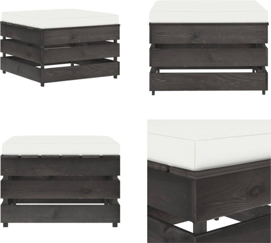 VidaXL Hocker sectioneel met kussen grijs geïmpregneerd hout Hocker Hockers Poef Poefs