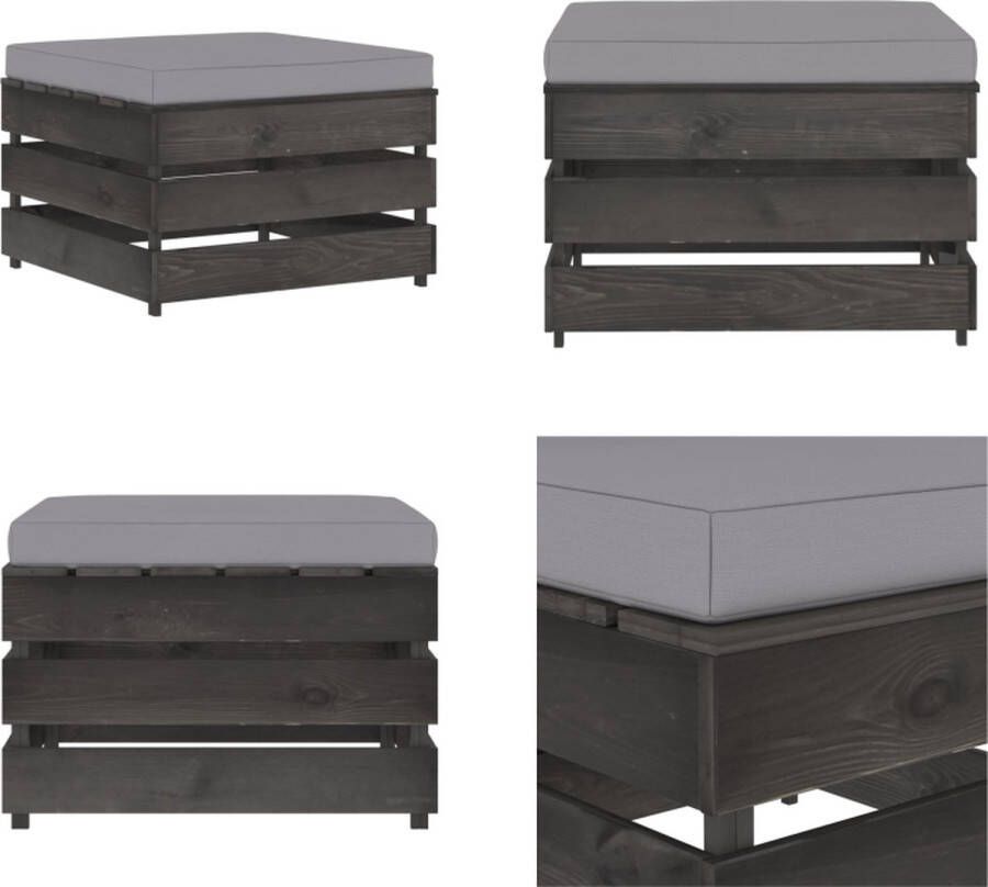VidaXL Hocker sectioneel met kussen grijs geïmpregneerd hout Hocker Hockers Poef Poefs