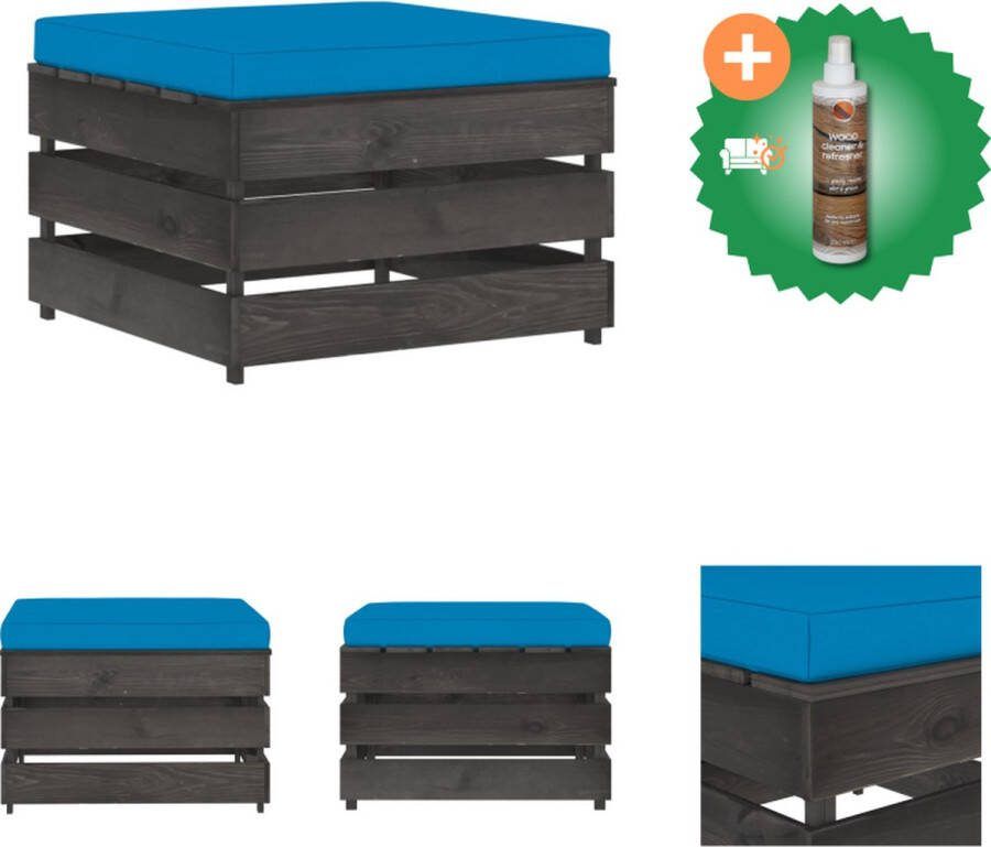 VidaXL Voetenbank Pallets 60 x 62 x 37 cm Grenenhout Lichtblauw Kussen Tuinbank Inclusief Houtreiniger en verfrisser