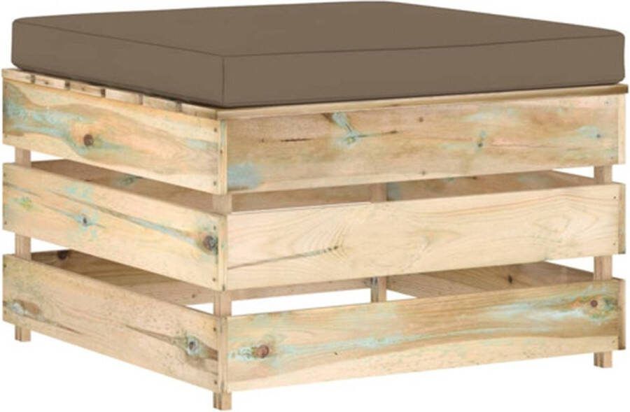 VidaXL -Hocker-sectioneel-met-kussen-groen-geïmpregneerd-hout