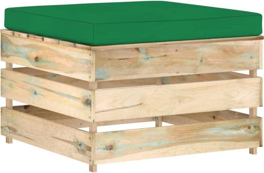 VidaXL -Hocker-sectioneel-met-kussen-groen-geïmpregneerd-hout