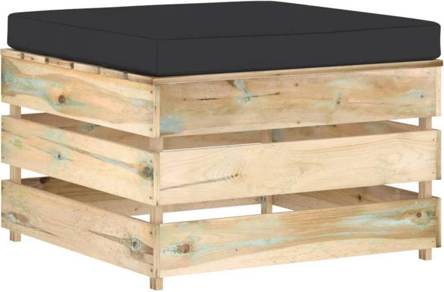 VidaXL -Hocker-sectioneel-met-kussen-groen-geïmpregneerd-hout