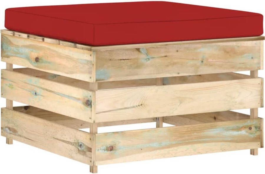 VidaXL -Hocker-sectioneel-met-kussen-groen-geïmpregneerd-hout