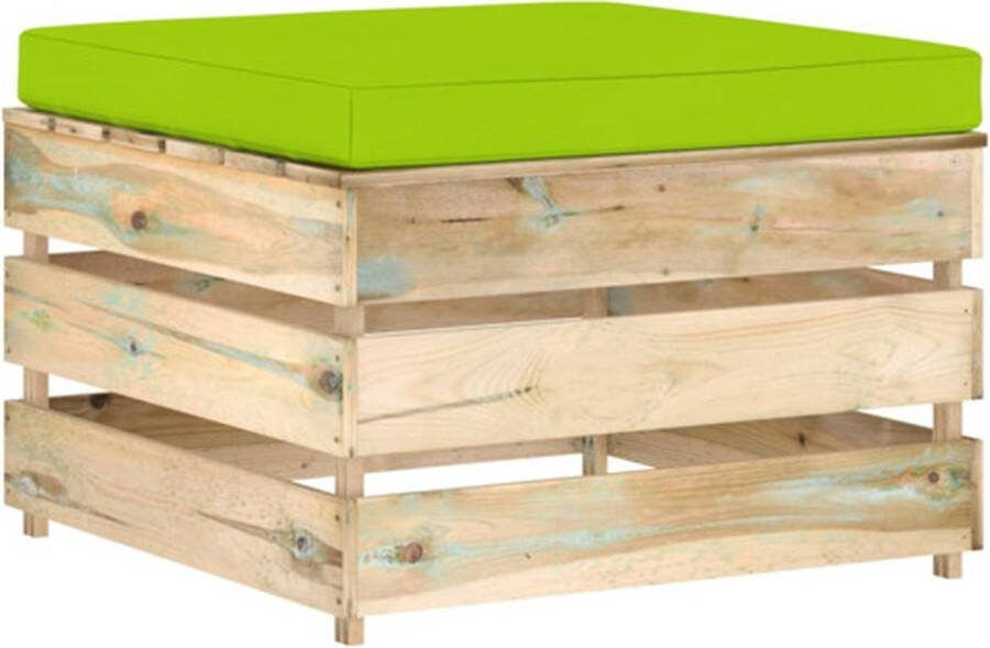 VidaXL Hocker sectioneel met kussen groen geïmpregneerd hout
