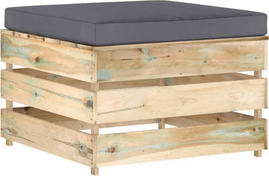 VidaXL -Hocker-sectioneel-met-kussen-groen-geïmpregneerd-hout