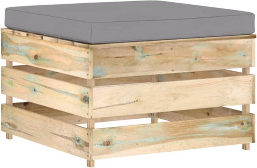 VidaXL -Hocker-sectioneel-met-kussen-groen-geïmpregneerd-hout