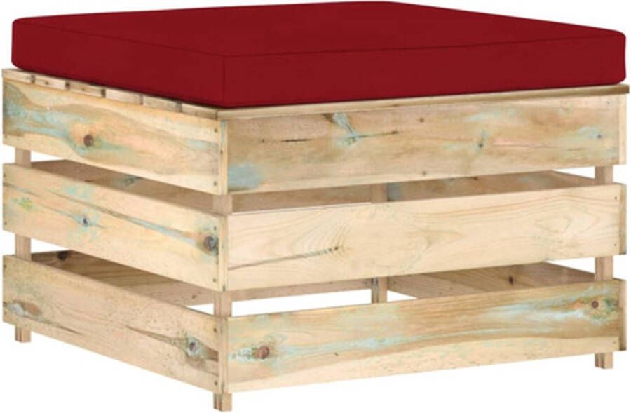 VidaXL -Hocker-sectioneel-met-kussen-groen-geïmpregneerd-hout