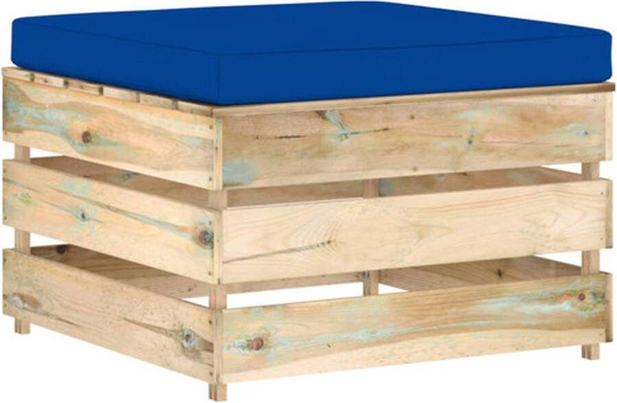 VidaXL Hocker sectioneel met kussen groen geïmpregneerd hout