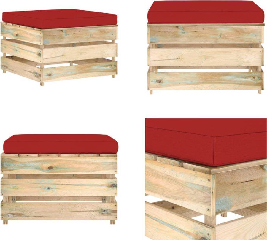 VidaXL Hocker sectioneel met kussen groen geïmpregneerd hout Hocker Hockers Poef Poefs