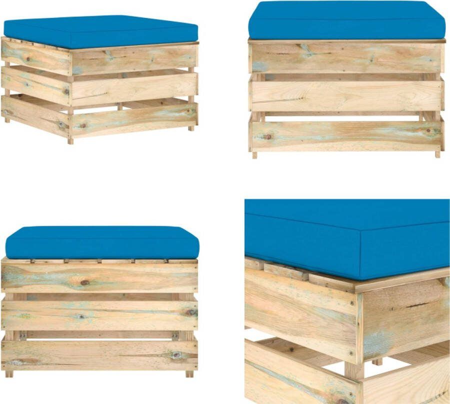 VidaXL Hocker sectioneel met kussen groen geïmpregneerd hout Hocker Hockers Poef Poefs