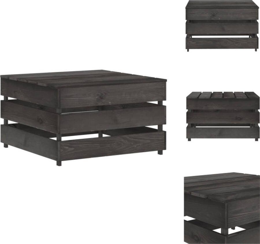 VidaXL Hocker Tuintafel Massief grenenhout 60 x 62 x 37 cm Grijs Tuinbank