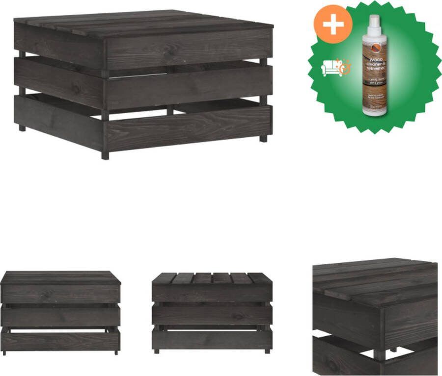 VidaXL Hocker Tuintafel Massief grenenhout 60 x 62 x 37 cm Grijs Tuinbank Inclusief Houtreiniger en verfrisser